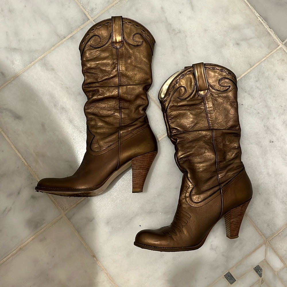 Jessica Simpson bronze cowboy boots